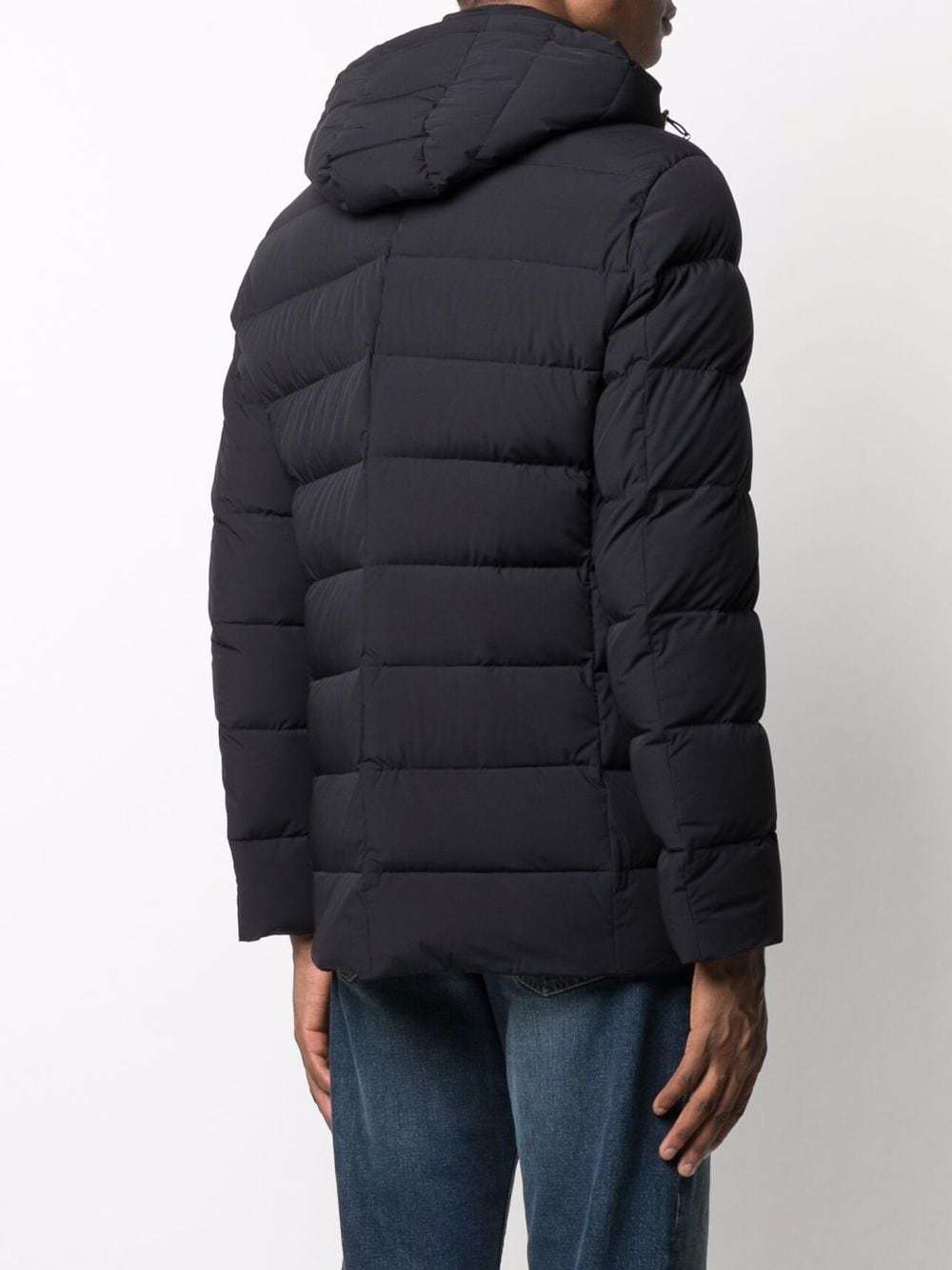Moorer High Neck Double-breasted Parka With Detachable Hood In Blue