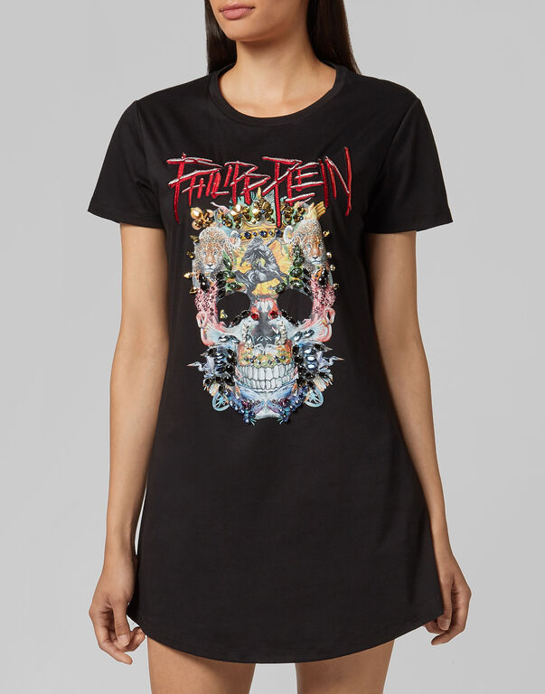 Philipp Plein Logo Details T-shirt Dress In Black