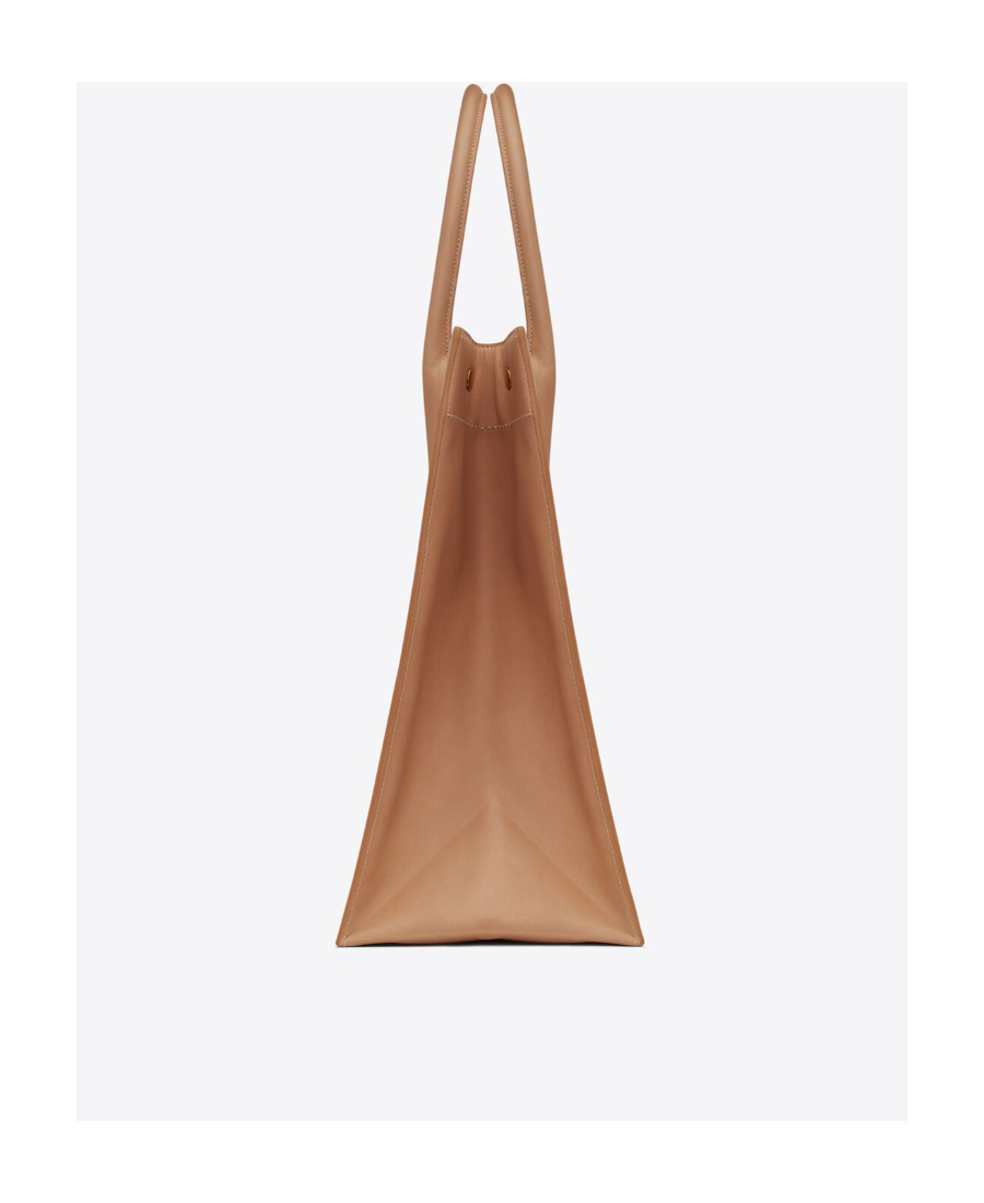 Saint Laurent Rive Gauche Embossed Leather Tote Bag In Nude