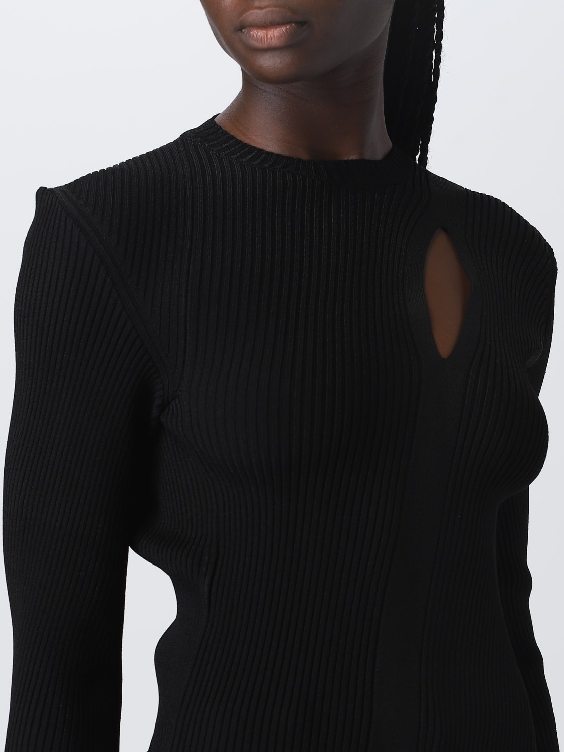 Versace Asymmetric Hem Viscose Blend Sweater In Black