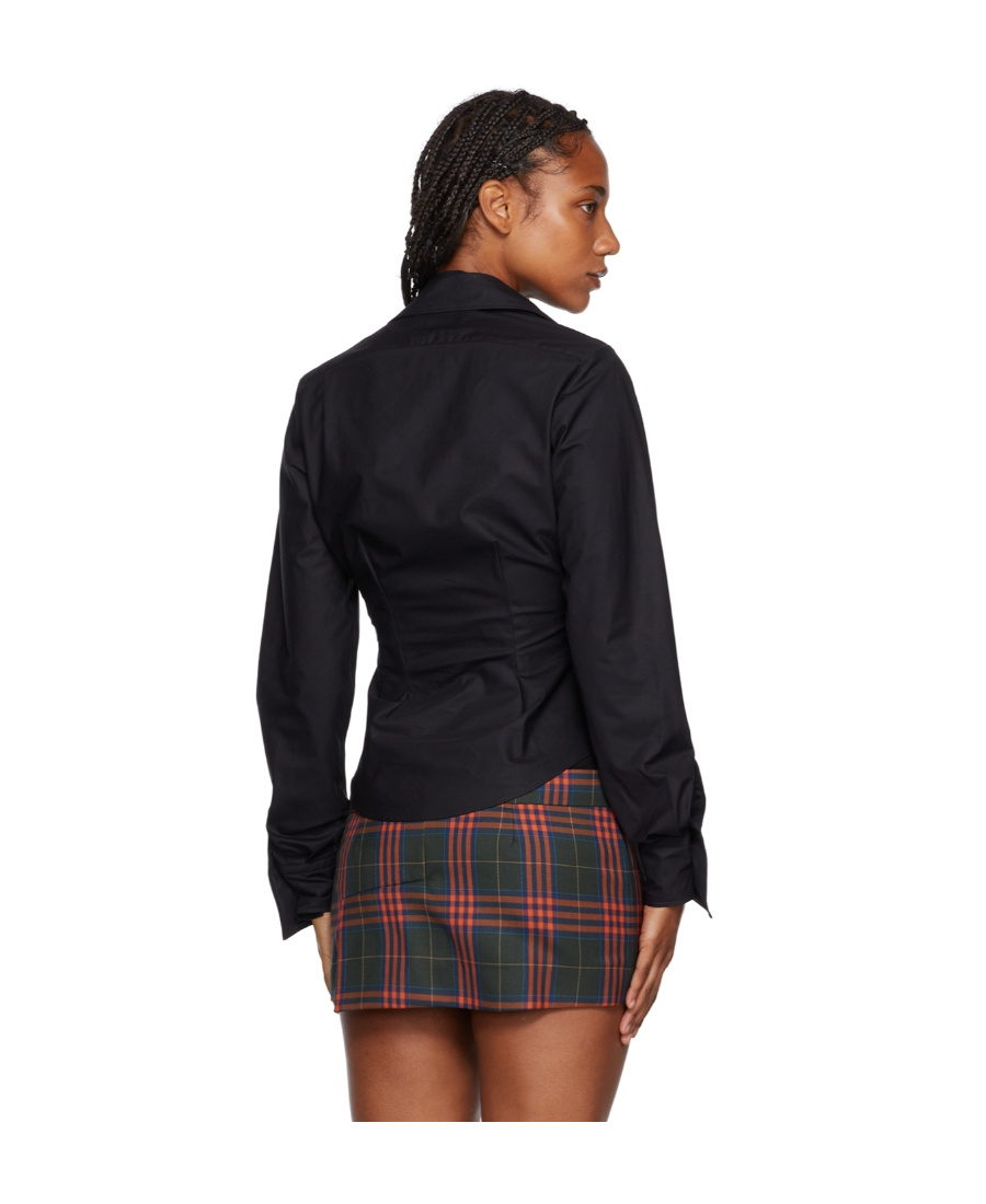 Vivienne Westwood Gathered Cotton Poplin Shirt In Black
