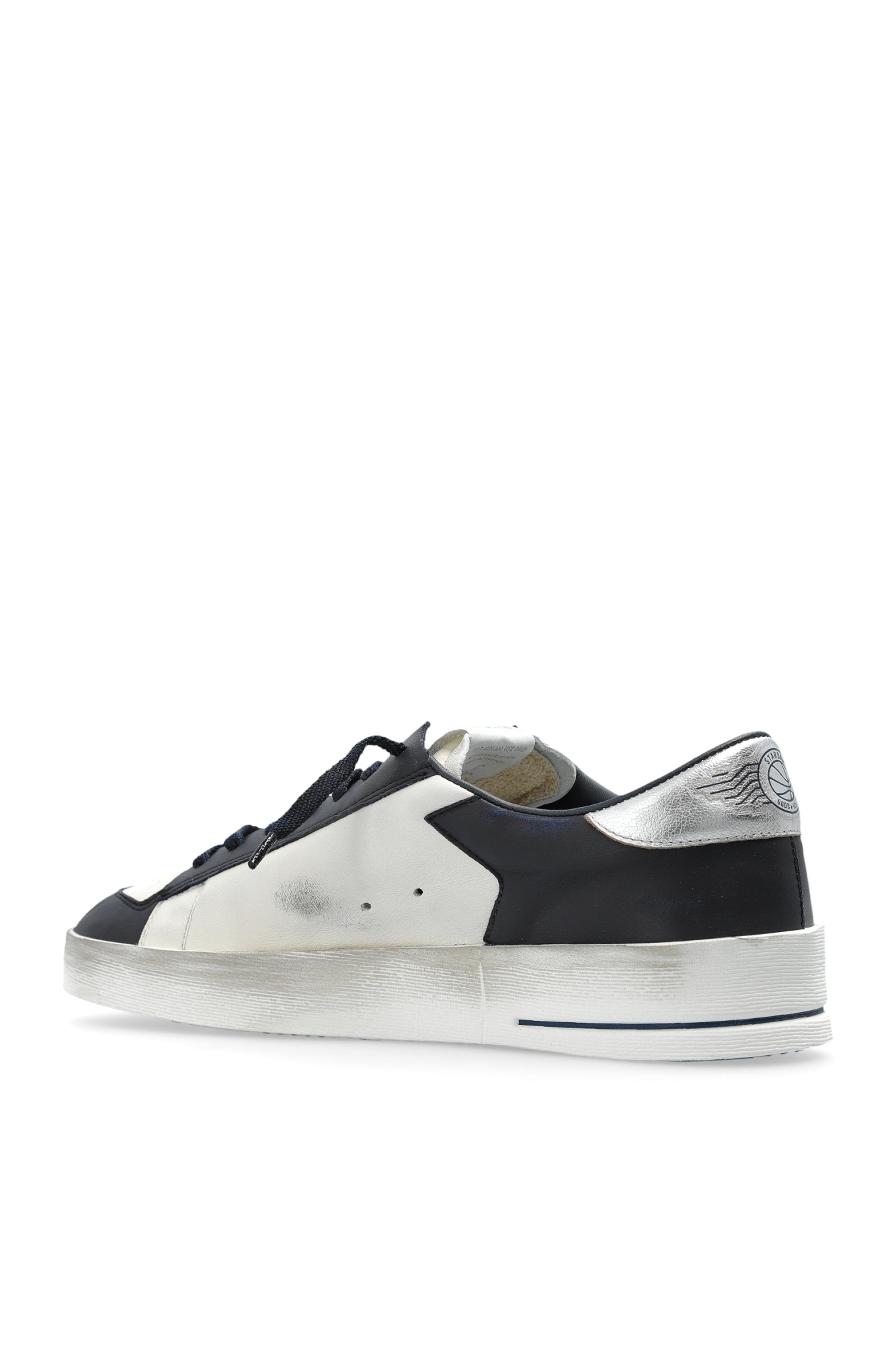Golden Goose 'stardan' White Sneakers With Star Patch On The Side And Laminated Heel With Logo In Black