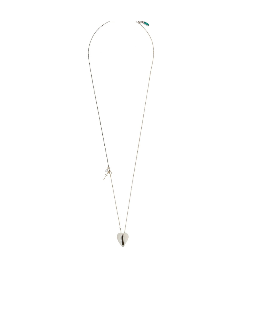 Saint Laurent Heart-shaped Cowrie Shell Necklace In White