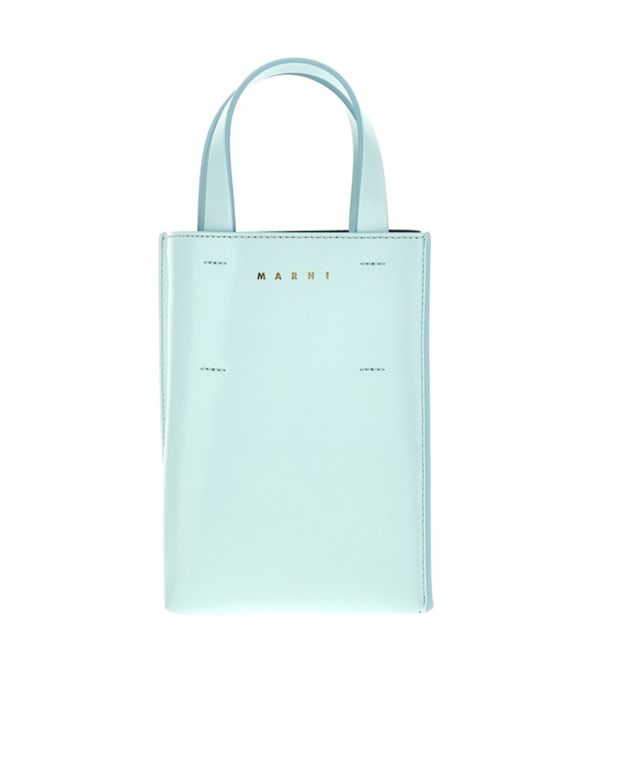 Marni Women Light Blue Leather Nano Museo Handbag In Blue