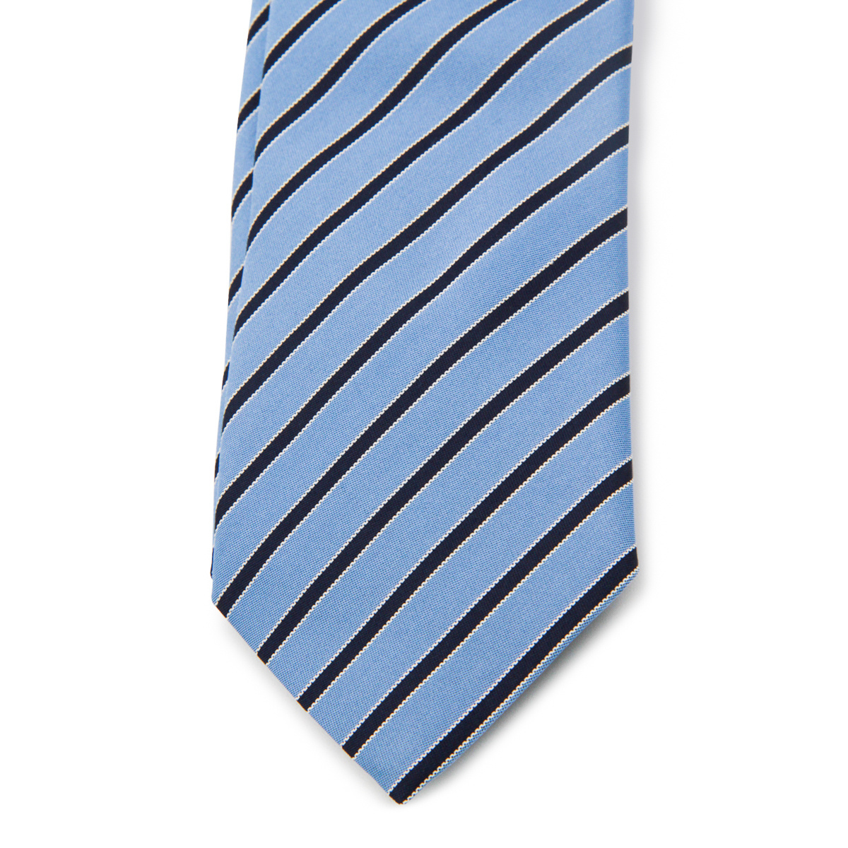 Zegna Diagonal Striped Tie Pointed Shape In Blue
