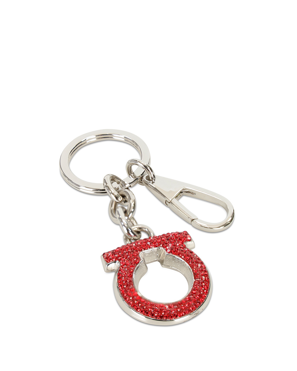 Ferragamo Logo Diamond Key Chain In White