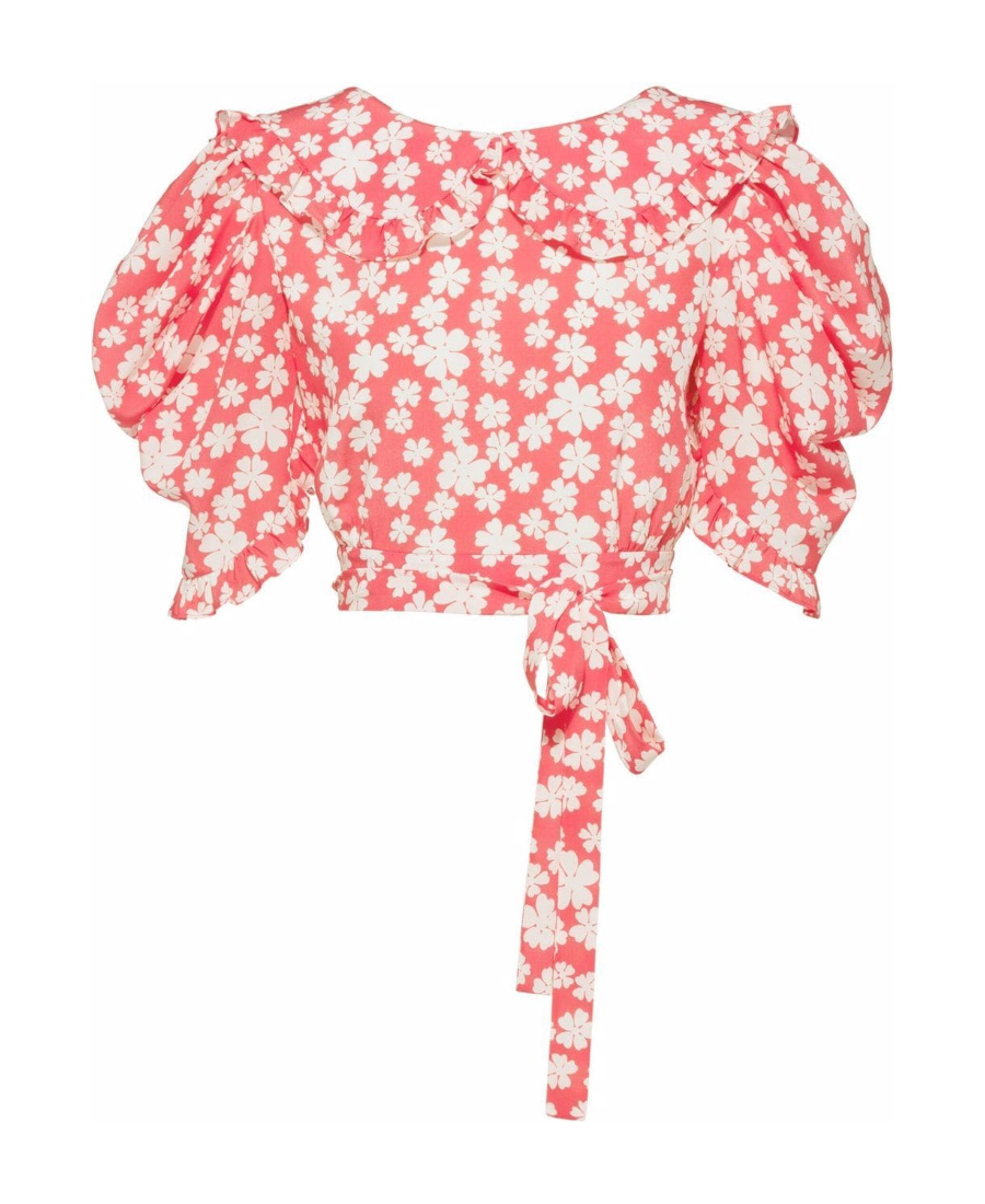 Miu Miu Marocain Floral-print Blouse In Pink