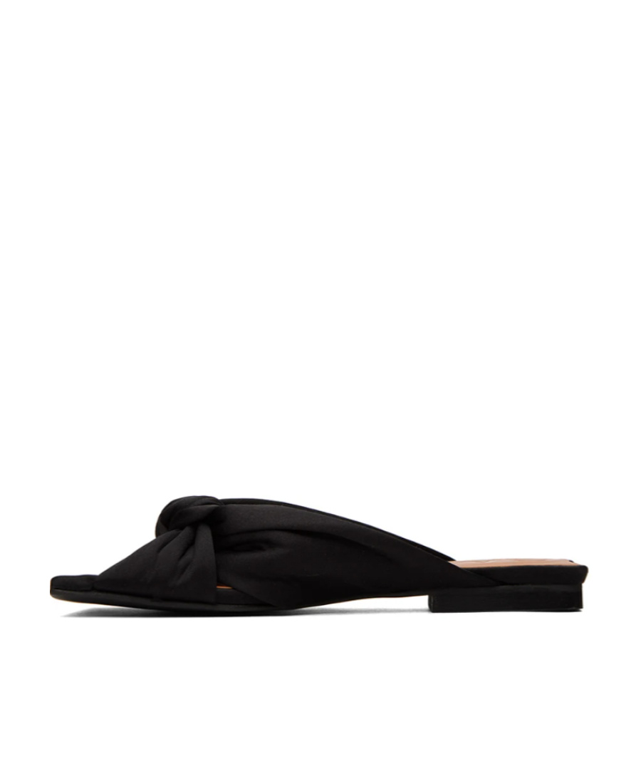Ganni 20mm Open-toe Satin Slides In Black