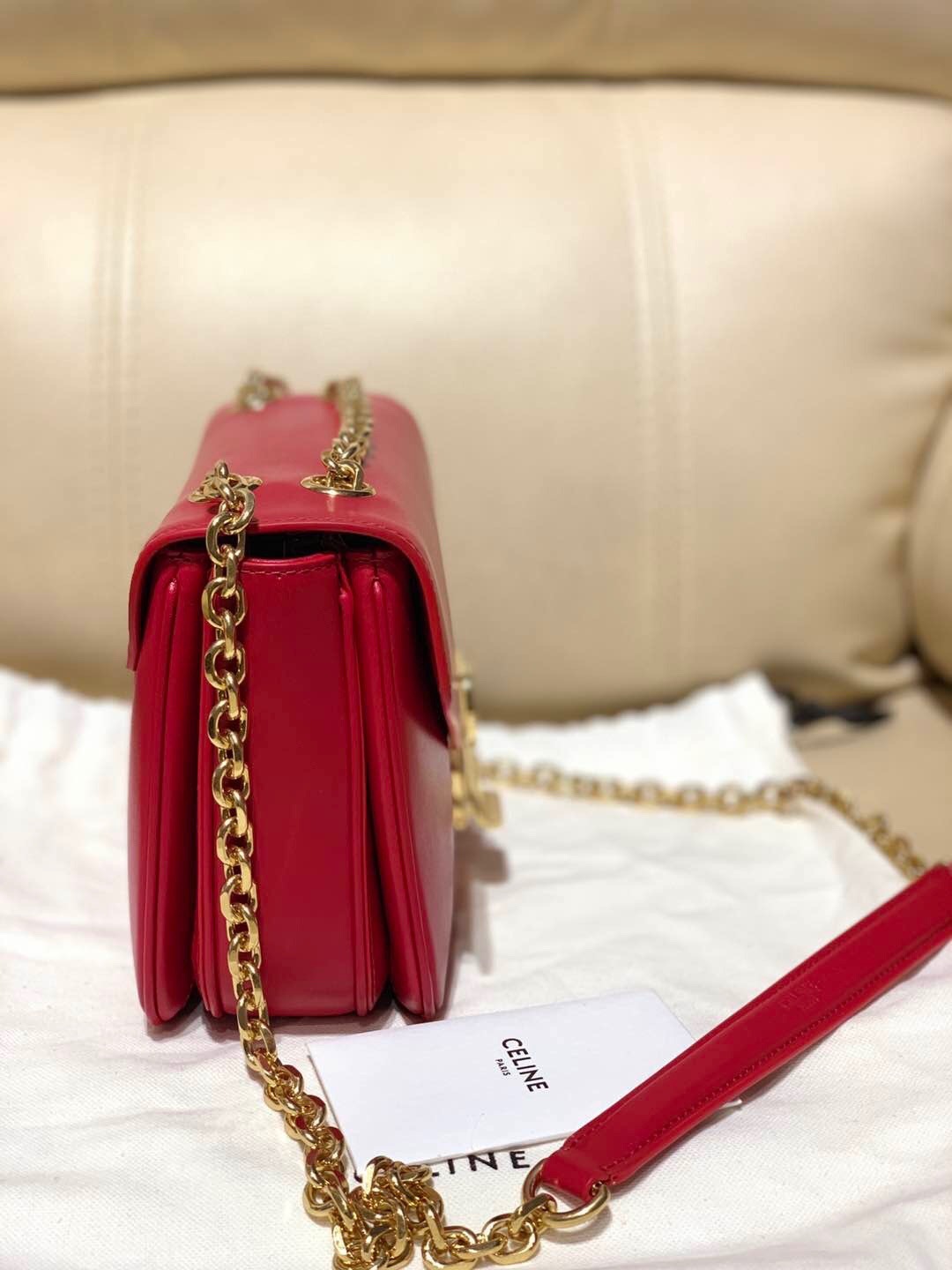 Celine Foldover Top Crossbody Bag In Red