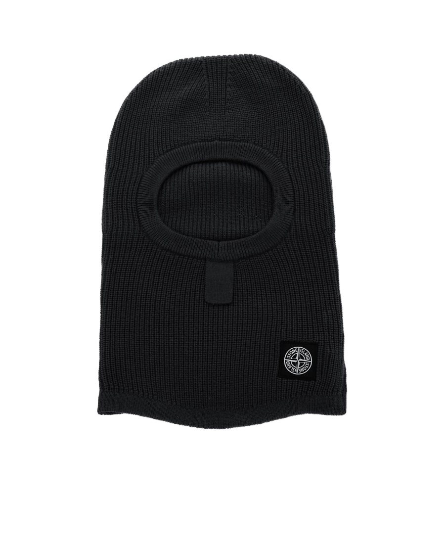 Stone Island Compass-patch Virgin Wool Balaclava In Black