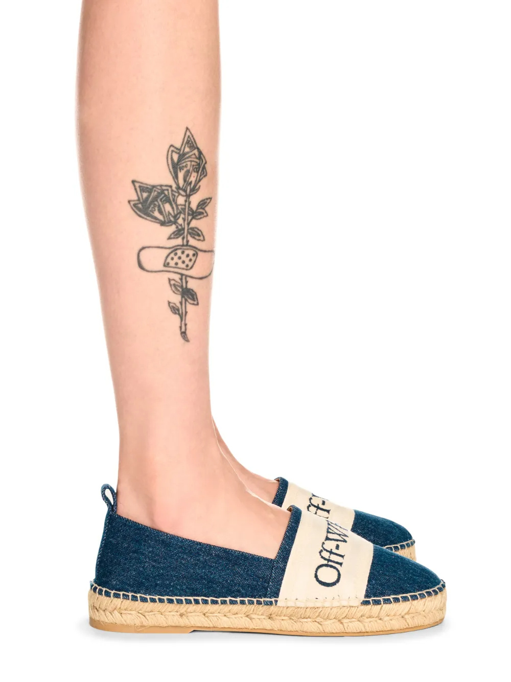 Off-white Blue Denim Bookish Espadrilles In Nude