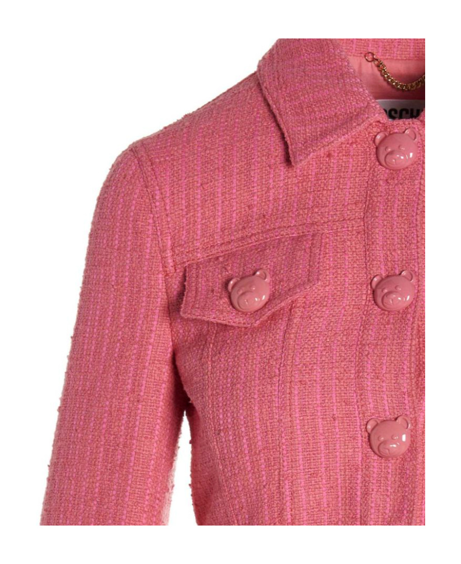 Moschino Roman Stud Cropped Tweed Jacket In Pink