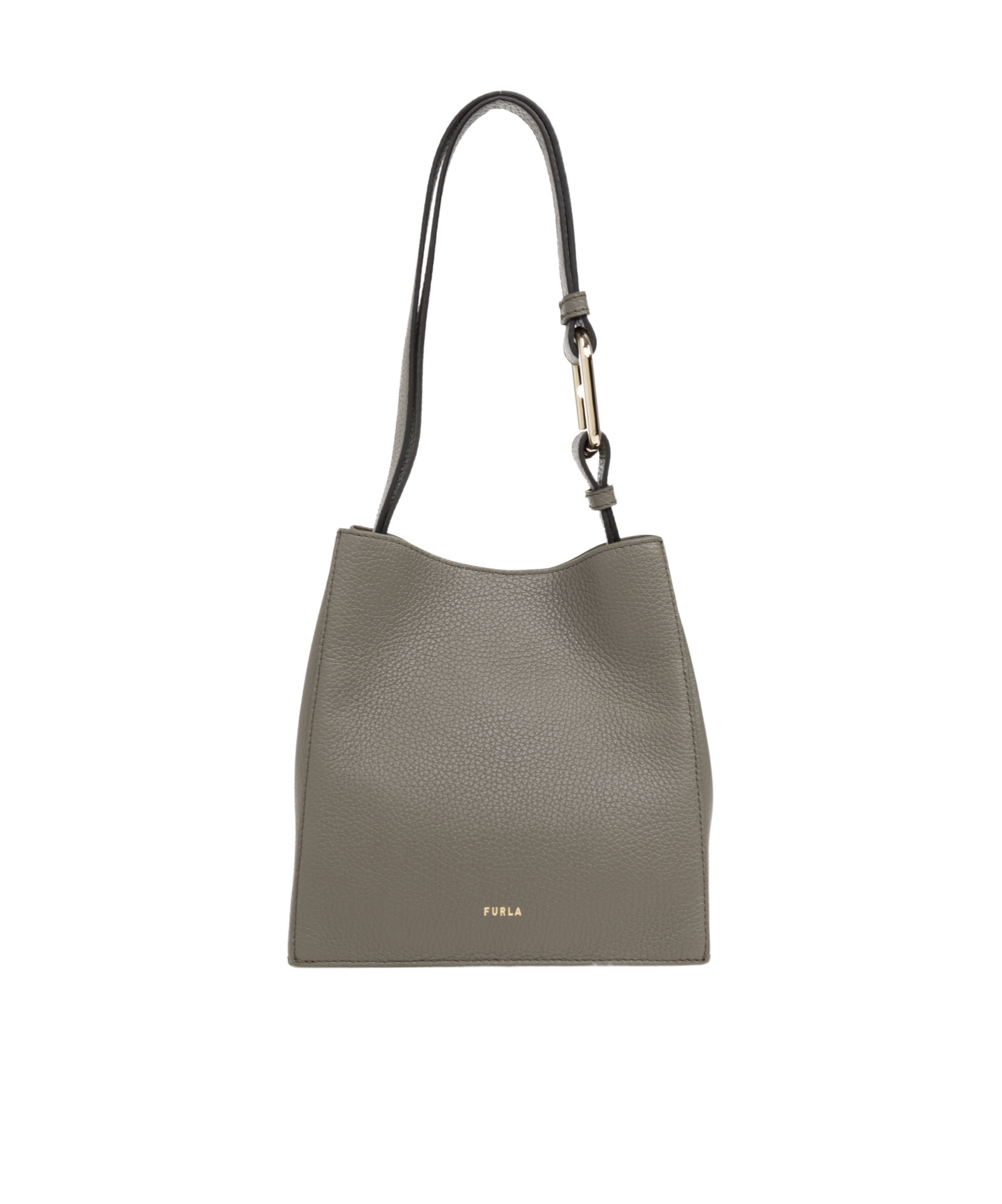 Furla Nuvola Logo Printed Mini Bucket Bag In Gray