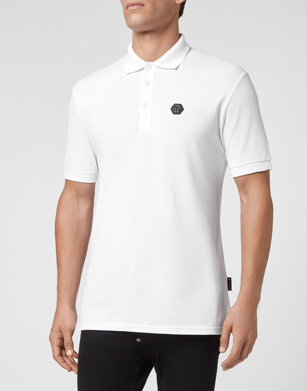 Philipp Plein Skull Pattern Short-sleeved Polo Shirt In White