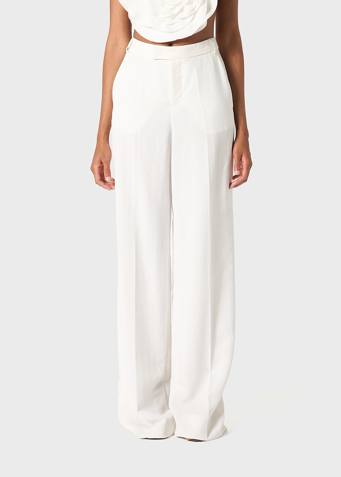 BLUMARINE LOGO-LETTERING TROUSERS