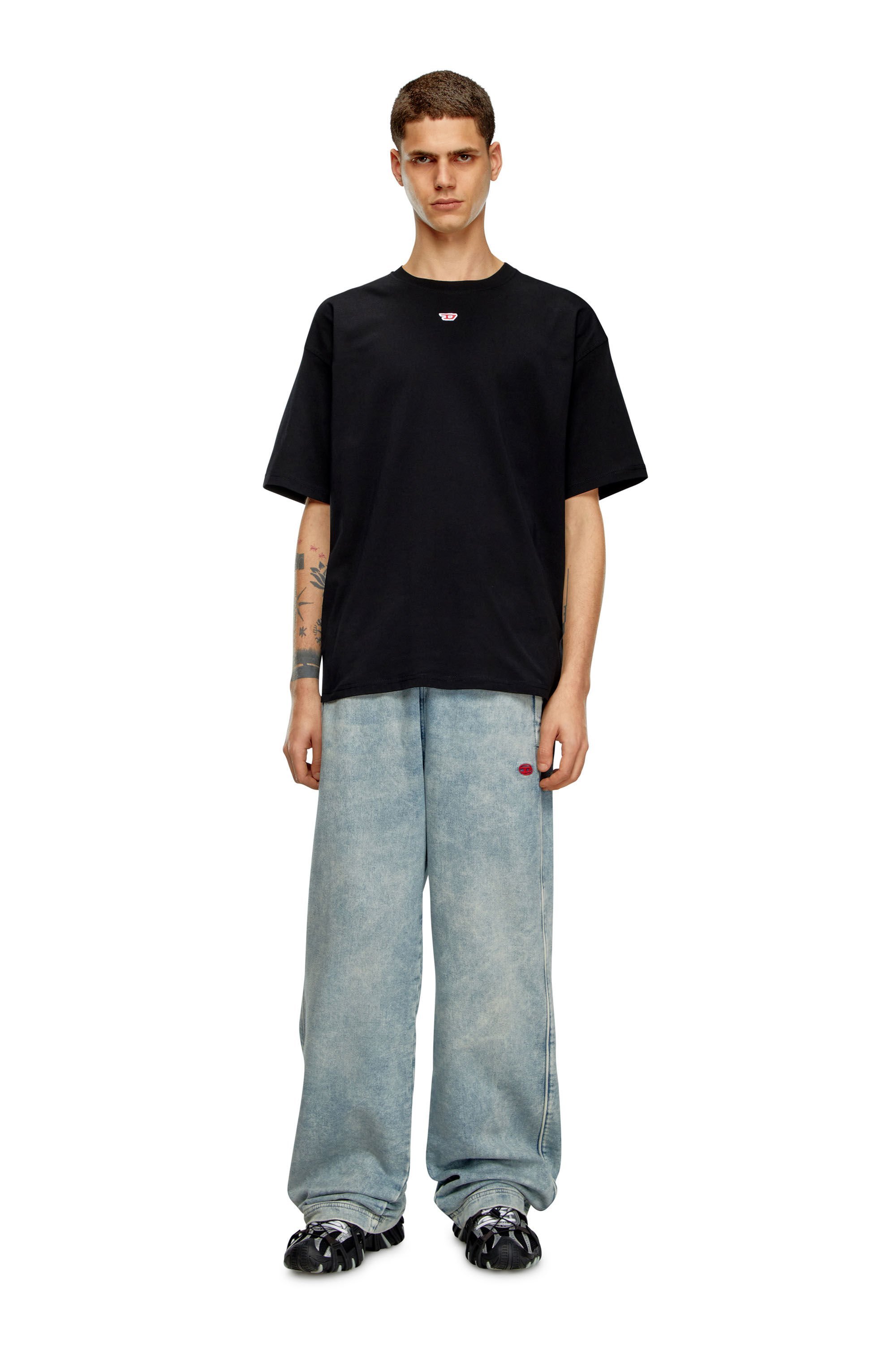 Diesel Mens T-boxt Logo-embroidered Relaxed-fit Cotton T-shirt In Black
