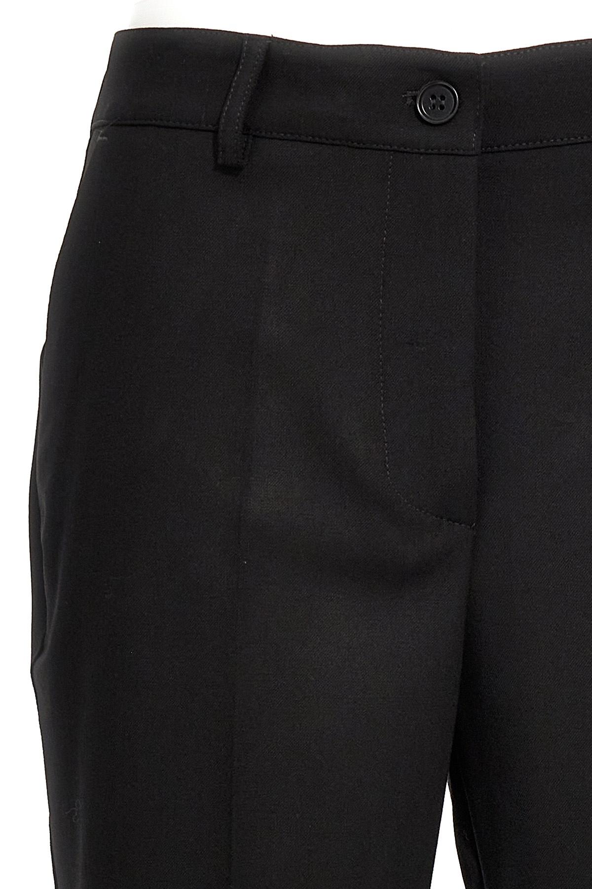 P.a.r.o.s.h Black Pants With High Waist And Front Pences In Wool Stretch Woman In Black