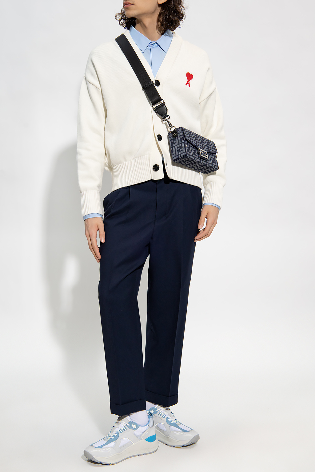 AMI ALEXANDRE MATTIUSSI FOLDED DETAIL WIDE-LEG TROUSERS