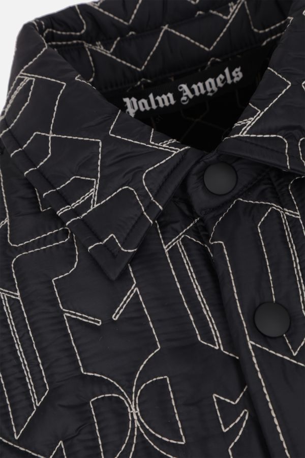 Palm Angels Quilted All Monogram Outerwear With Snap Buttons In Black
