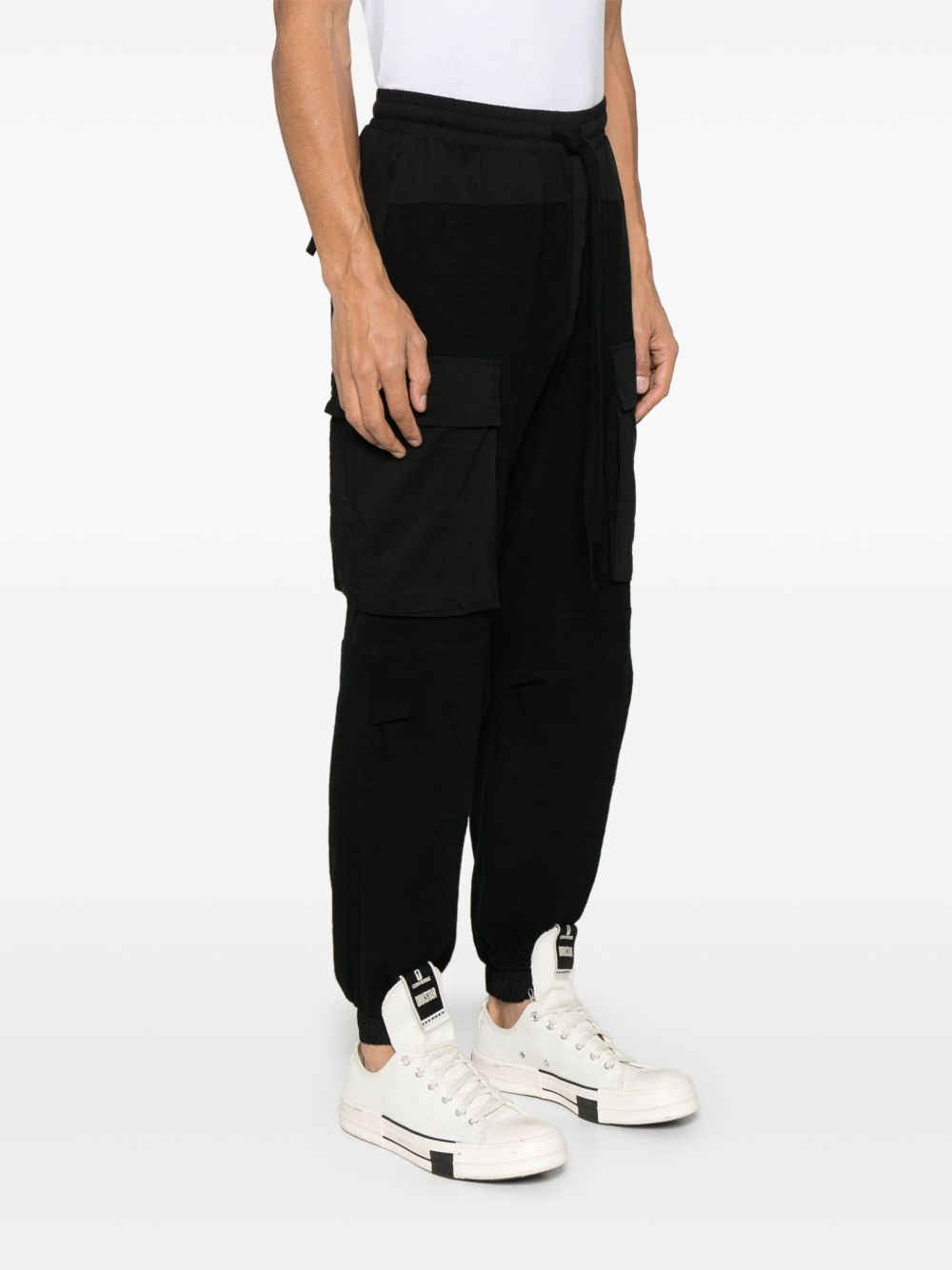 Thom Krom Black Trousers With Elasticated Drawstring Waistband In Black