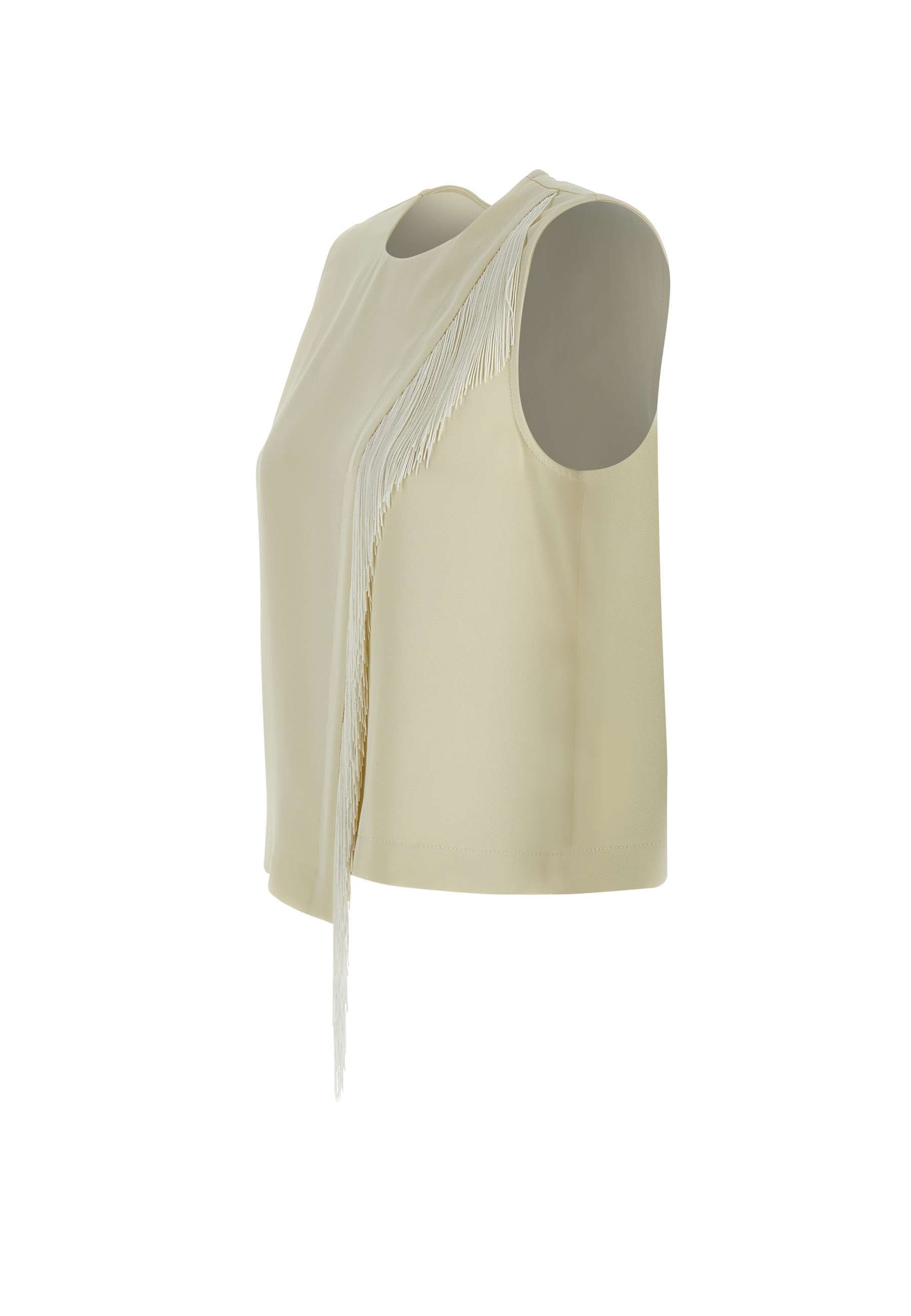 Kaos Fringe-detail Sleeveless Top In Neutral