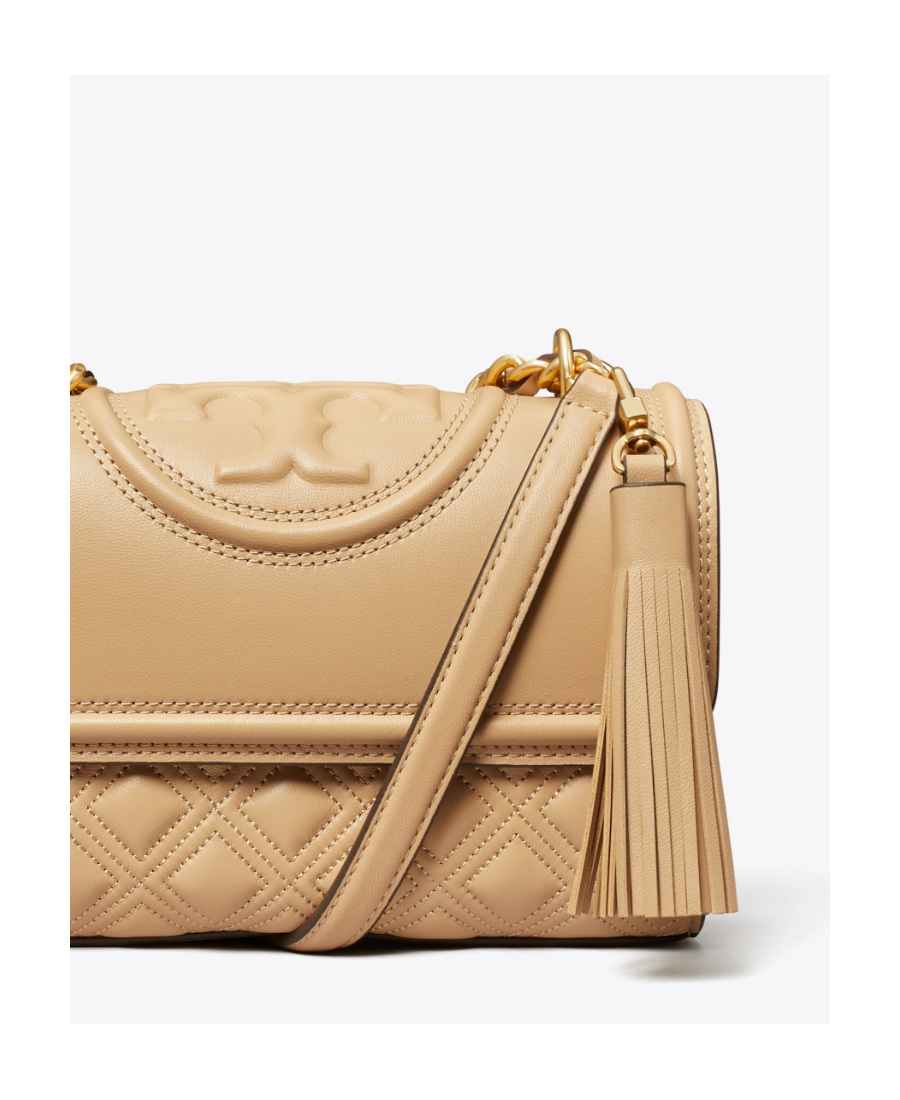 Tory Burch Small Fleming Crossbody Bag In Nude