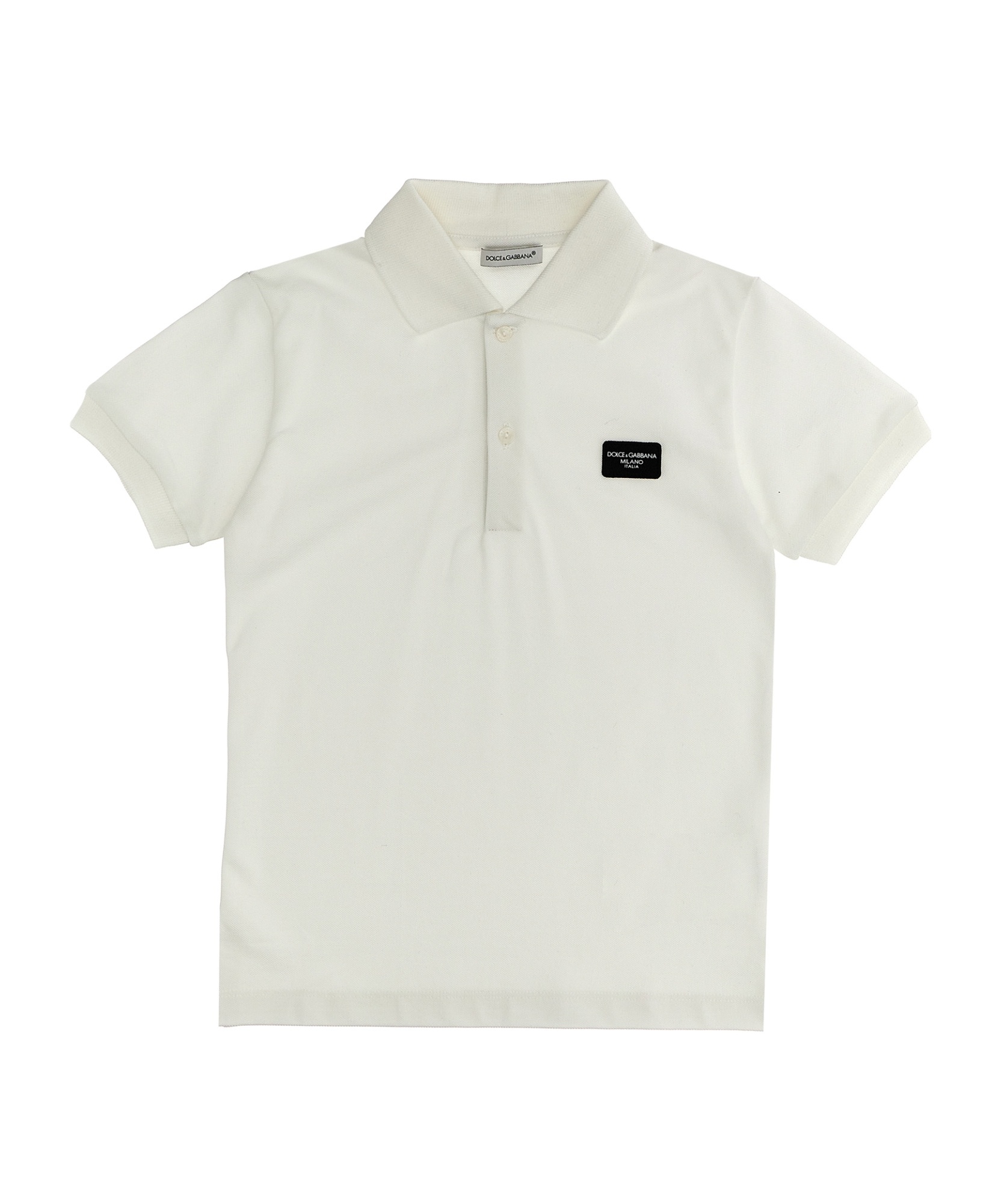 Dolce & Gabbana Logo-patch Cotton Polo Shirt In White