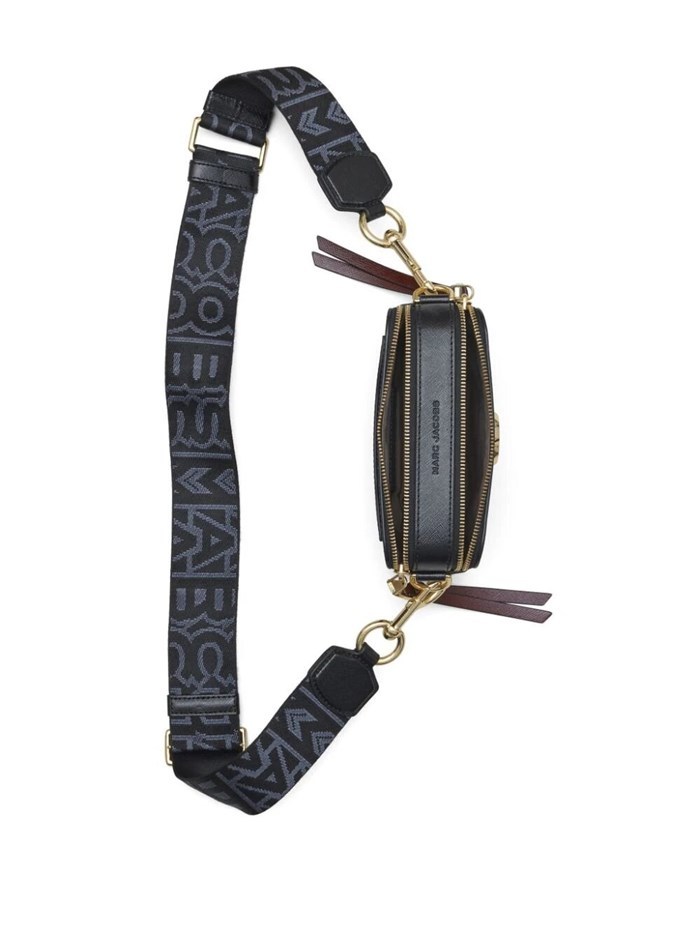 Marc Jacobs The Snapshot Logo Plaque Crossbody Bag In Black