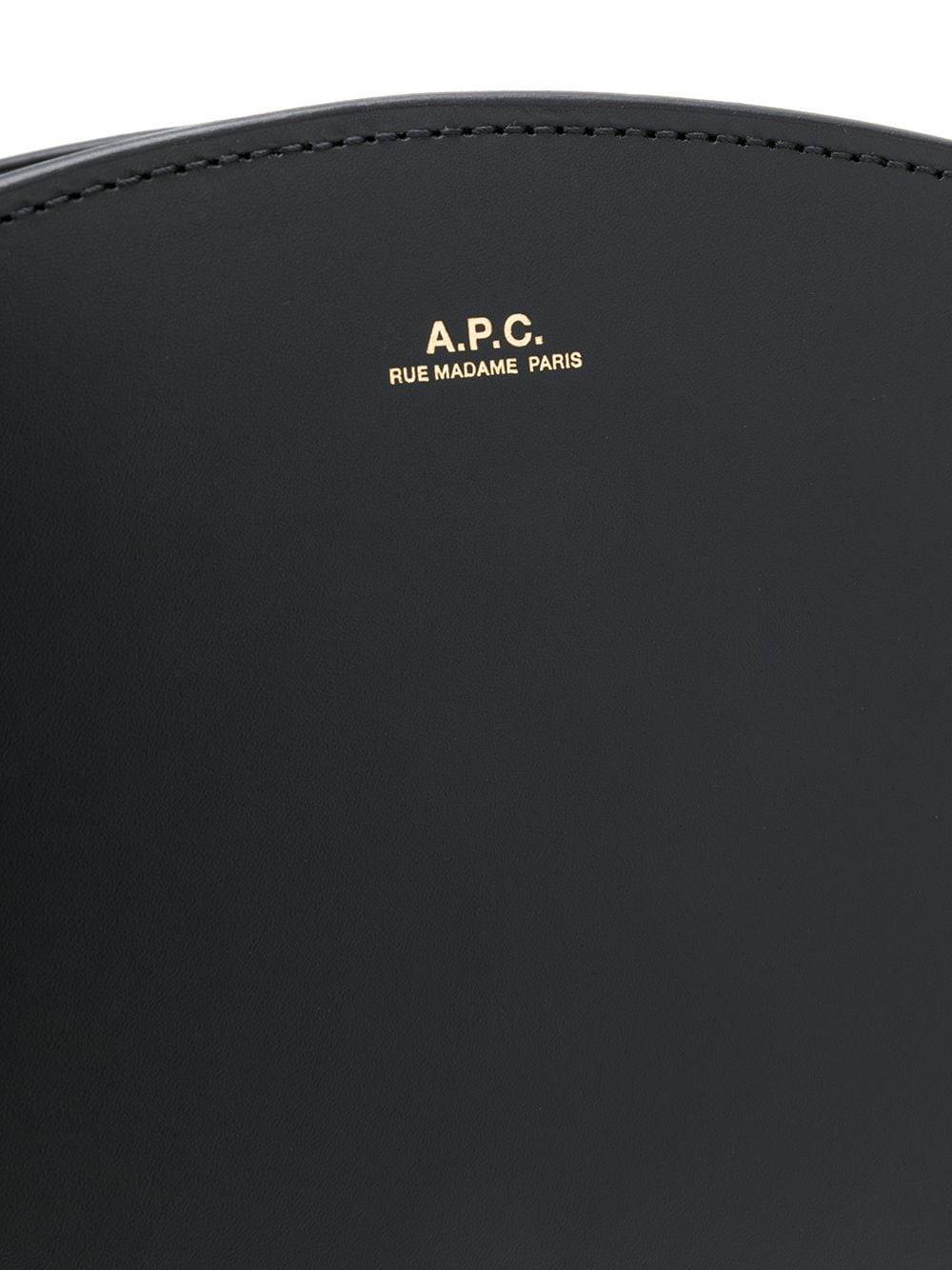 Apc A.p.c. Women Black Leather Mini Demi Lune Shoulder Bag In Black