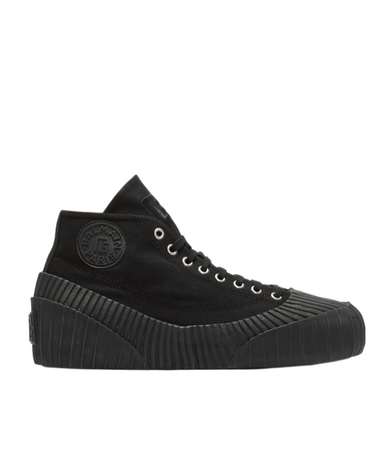 Balmain Riff Low Canvas Sneakers In Black