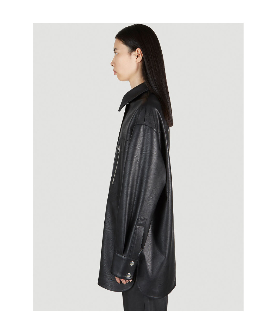 Stella Mccartney Faux-leather Overshirt In Black