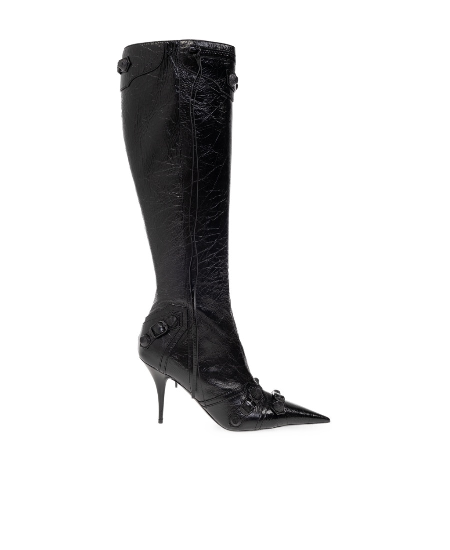 Balenciaga Cagole 90mm Leather Boots In Black