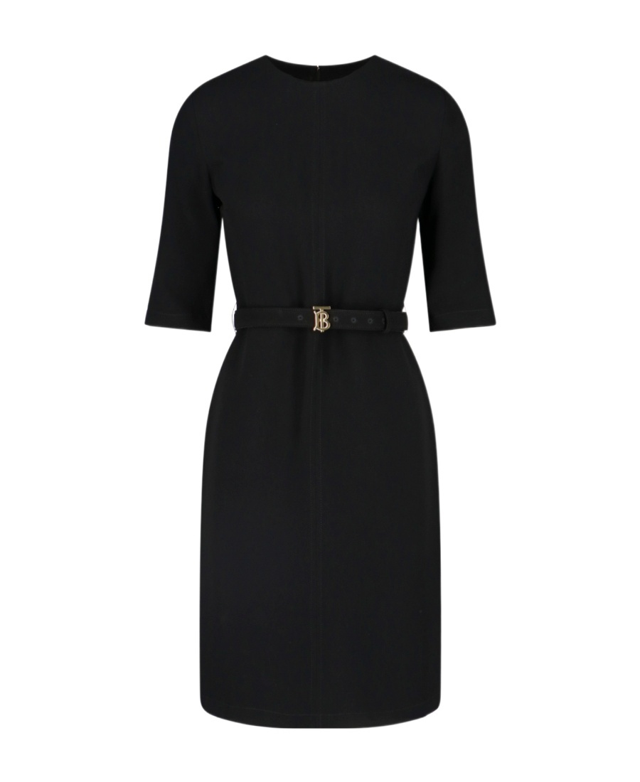 Shop Burberry Monogram-belt Midi Dress In Black