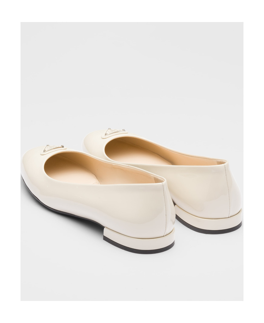 Prada Patent-leather Ballerina Flats In Nude