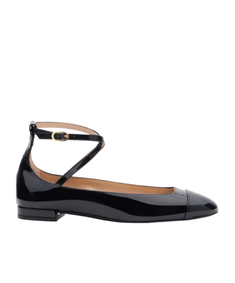 Stuart Weitzman Eden Crystal-embellished Patent-leather Ballet Flats In Black