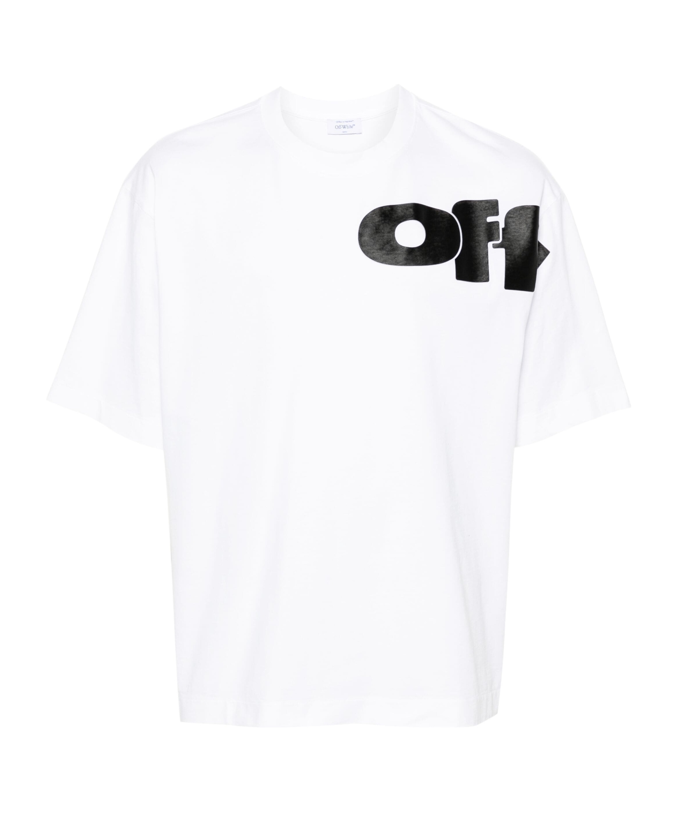 Off-white Crew Neck Shared Logo Cotton T-shirt With Print In White