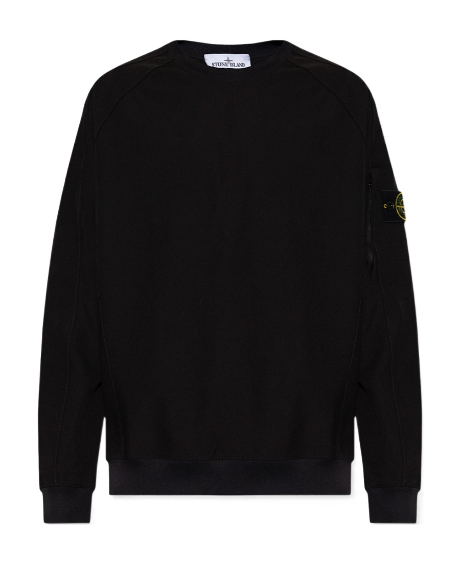 Shop Stone Island Compass-motif Long-sleeved Sweatshirt In Black