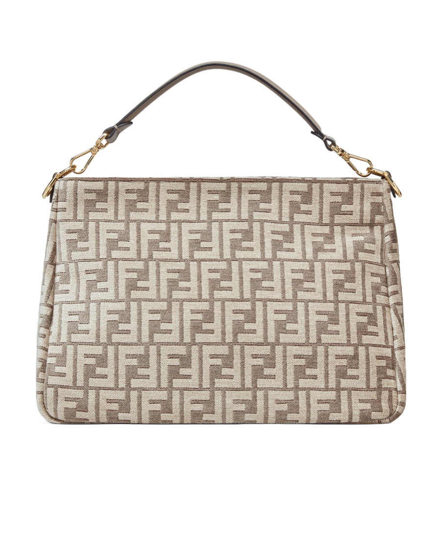 Fendi Dove Grey Tapestry Fabric Bag In Nude