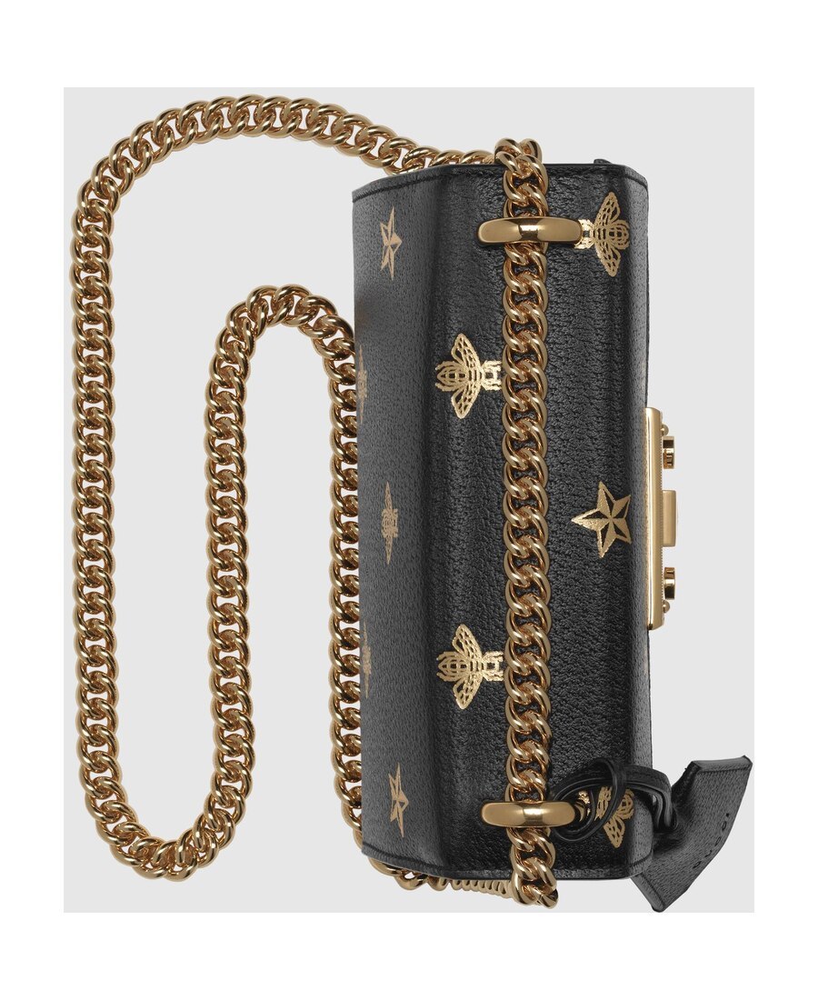 Gucci Padlock Bee Star Small Shoulder Bag In Black