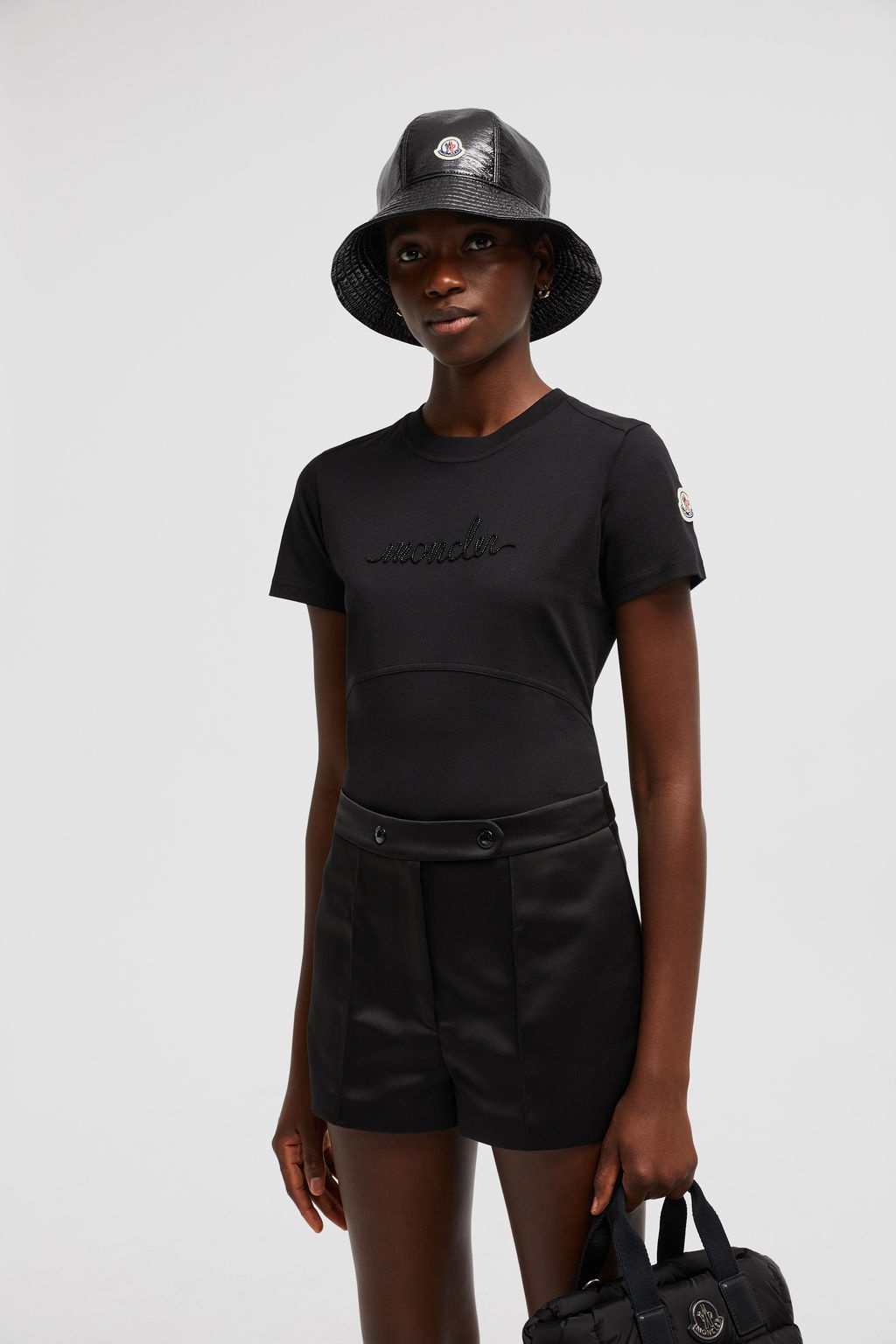 Moncler Beaded Logo T-shirt In Black