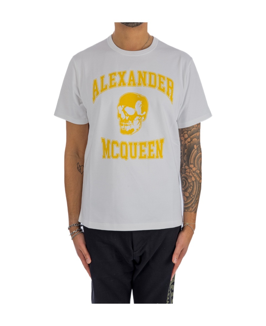 Alexander Mcqueen Varsity Logo-print T-shirt In Gray