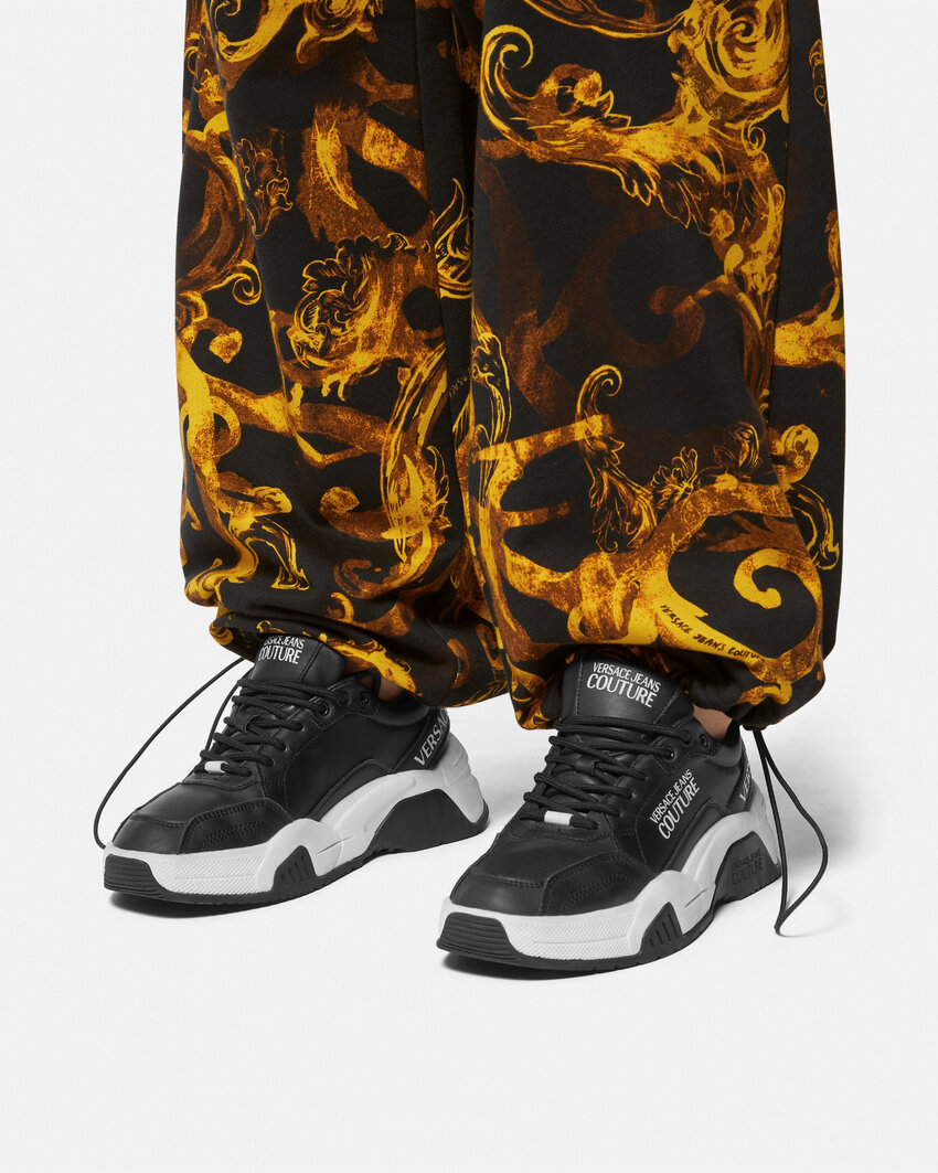 Versace Pattern Printed Casual Pants In Black