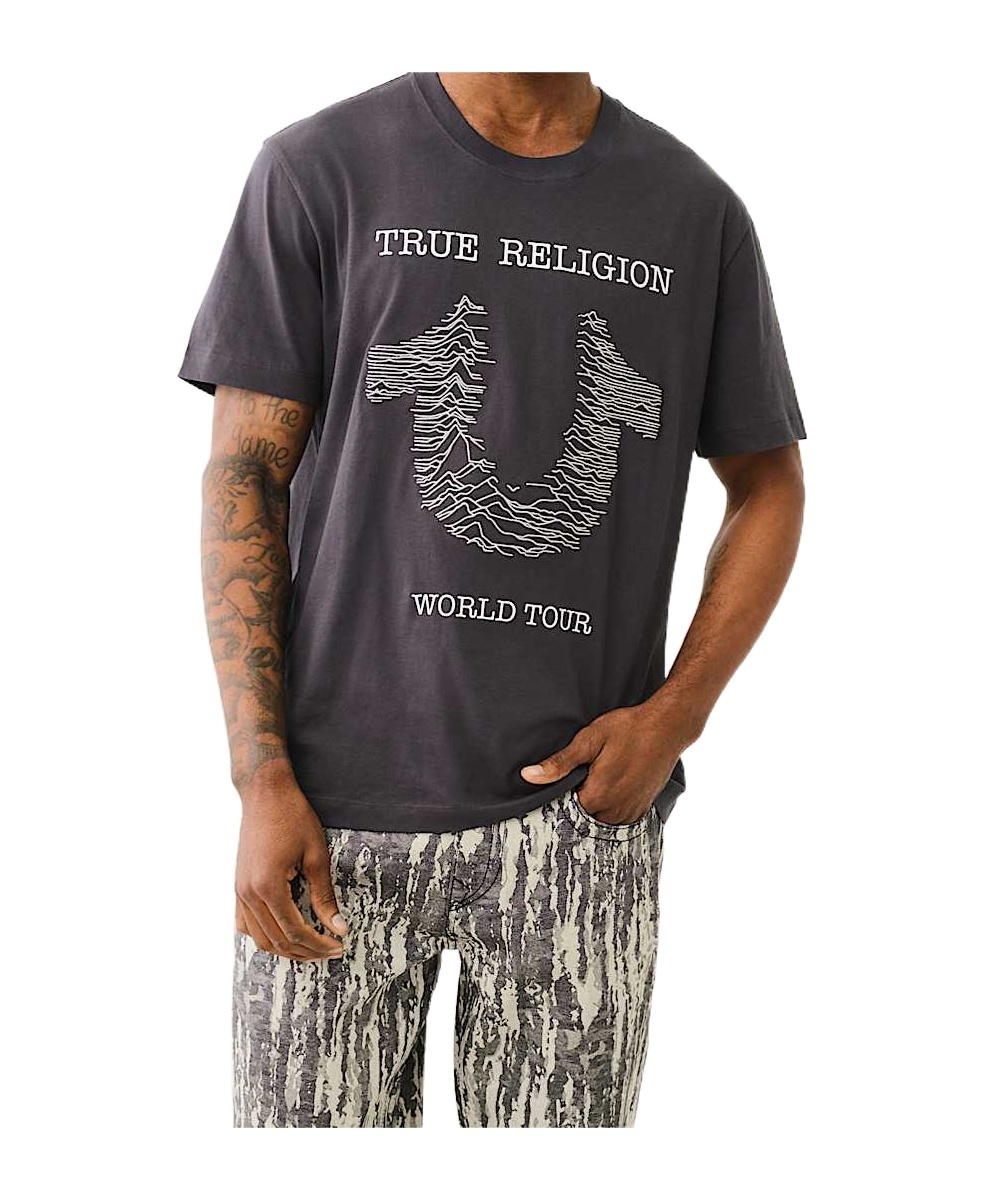 True Religion Embroidered Radio Wave Horseshoe Tee In Blue