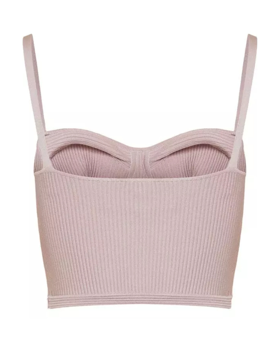 Alexander Mcqueen Rib-knit Bustier Sleeveless Top In Pink