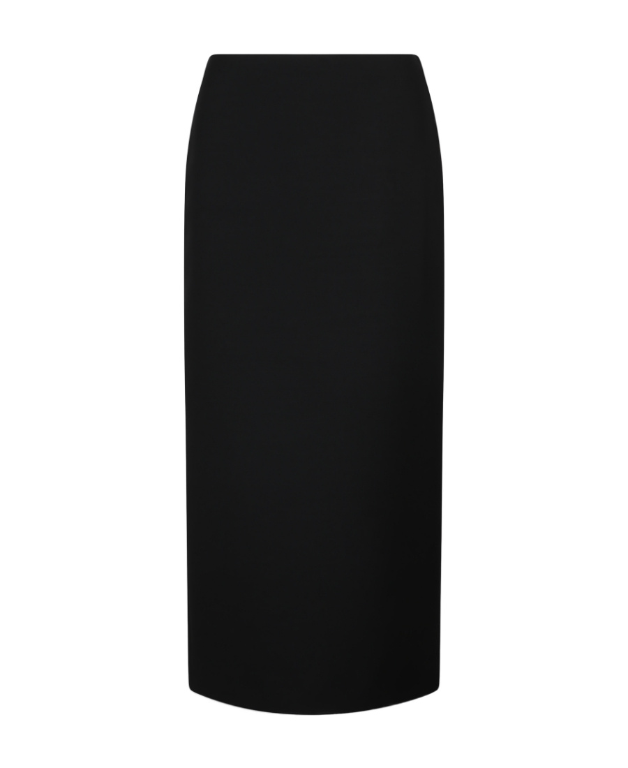 Valentino Virgin Wool Longuette Skirt With Slits And Silk Lining In Black