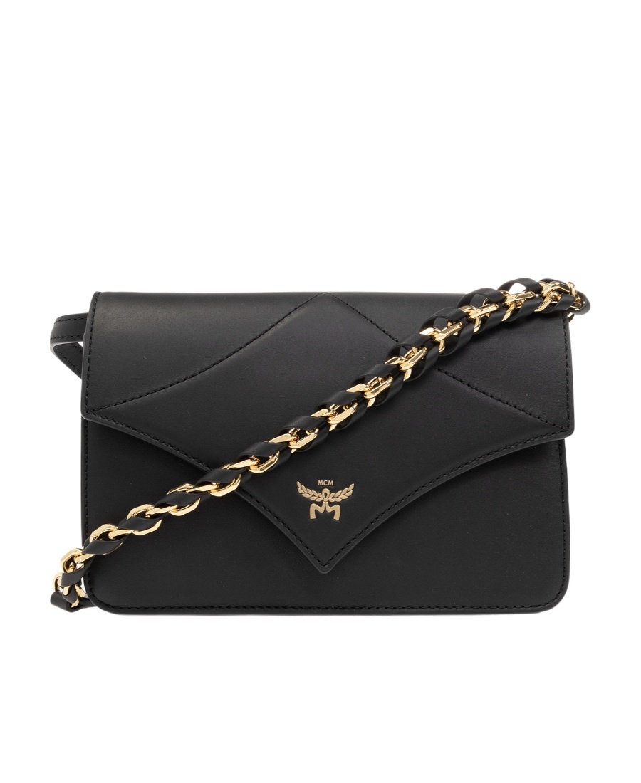 Mcm Logo Shoulder Bag In Black