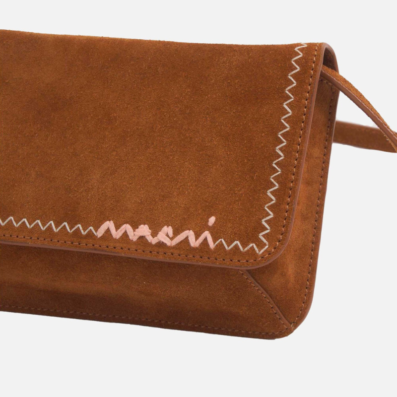 Marni Moca Small Shoulder Bag In Brown