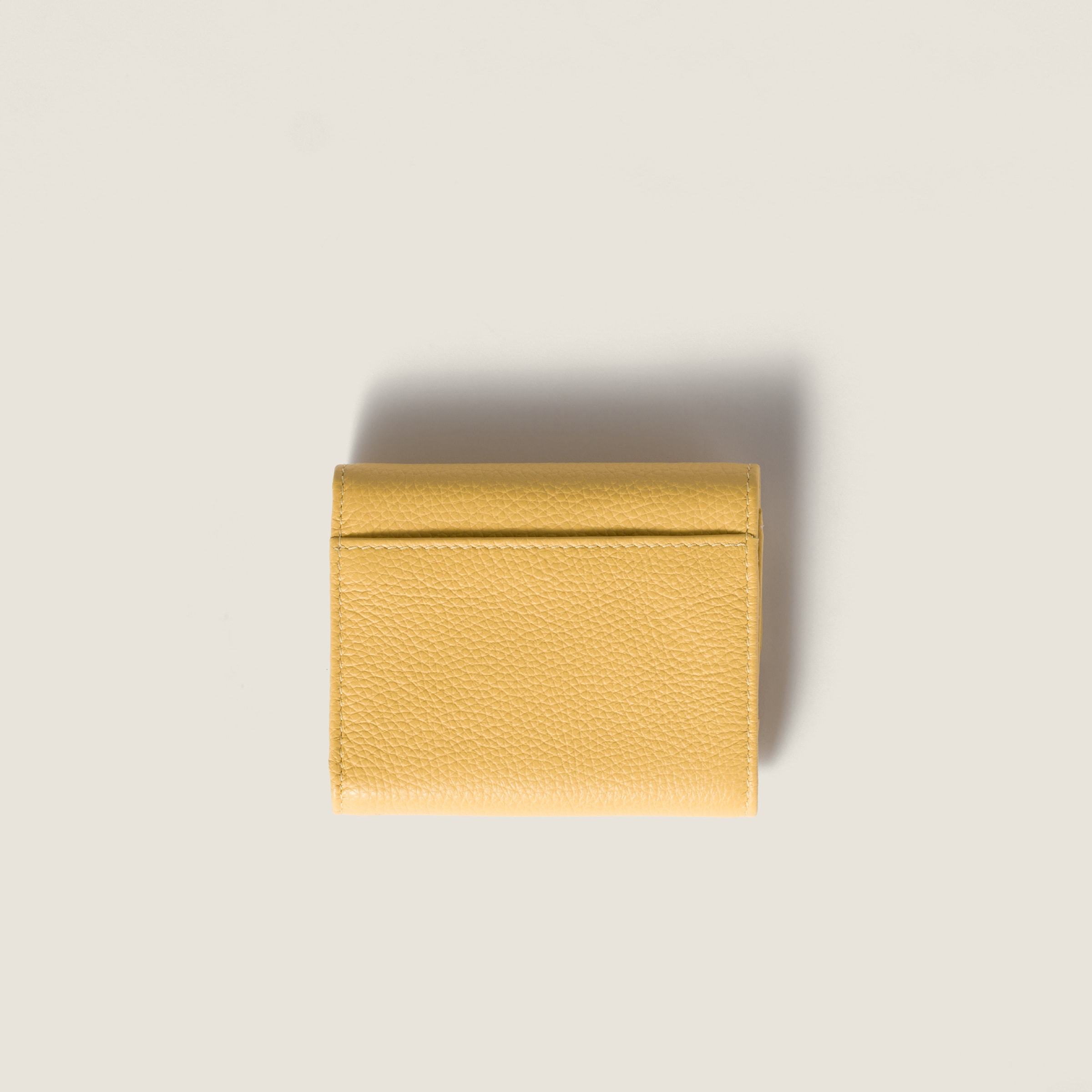 Miu Miu Small Leather Wallet In Yellow