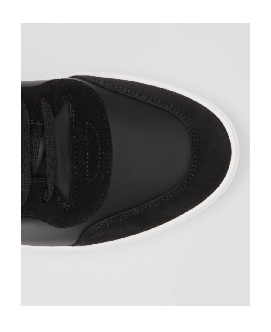 Shop Burberry Vintage Check Panelled Leather Sneakers In Black