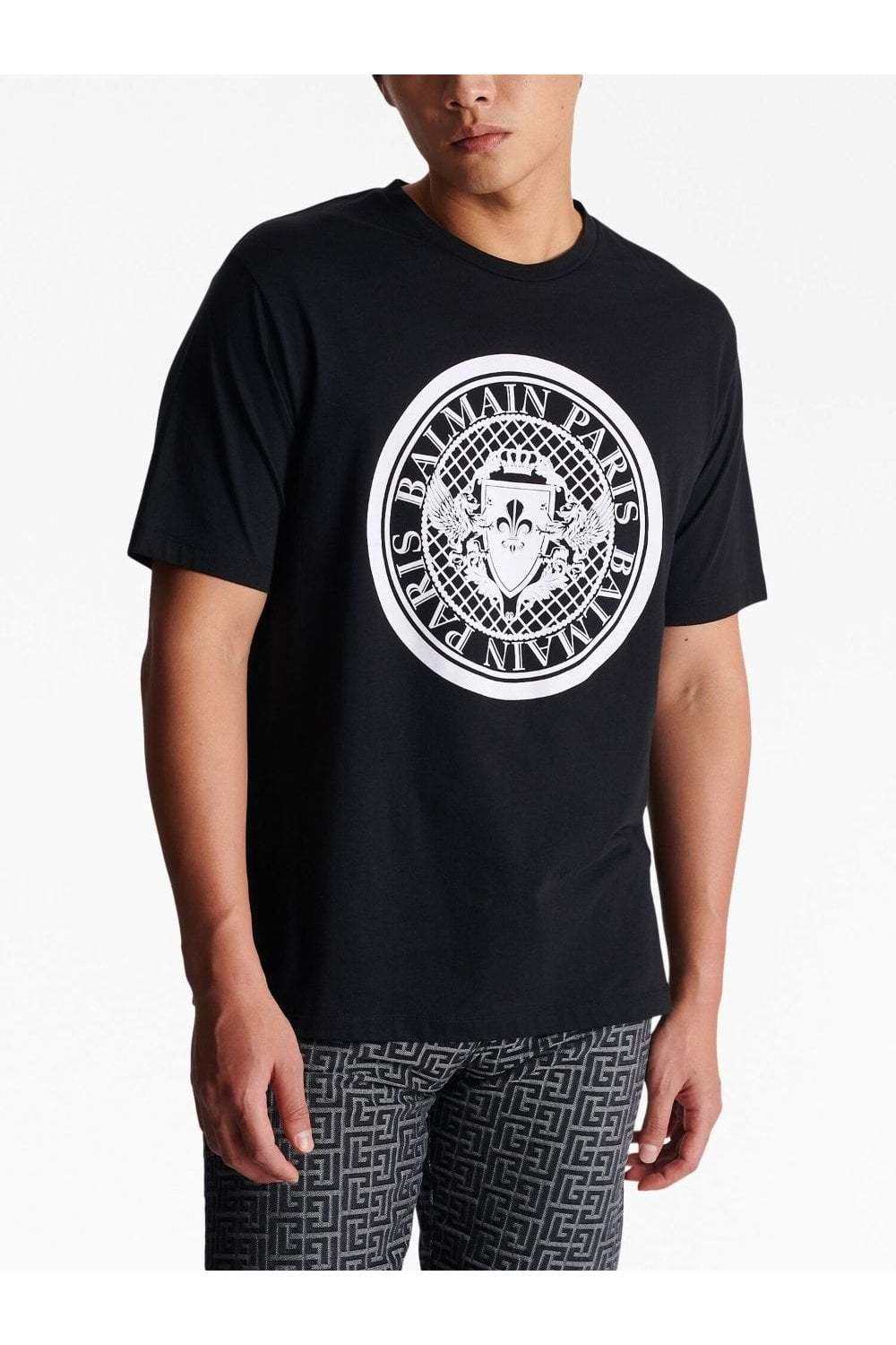 Shop Balmain Coin T-shirt In Black